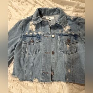 JBD Distressed Cropped Denim Jacket Size M